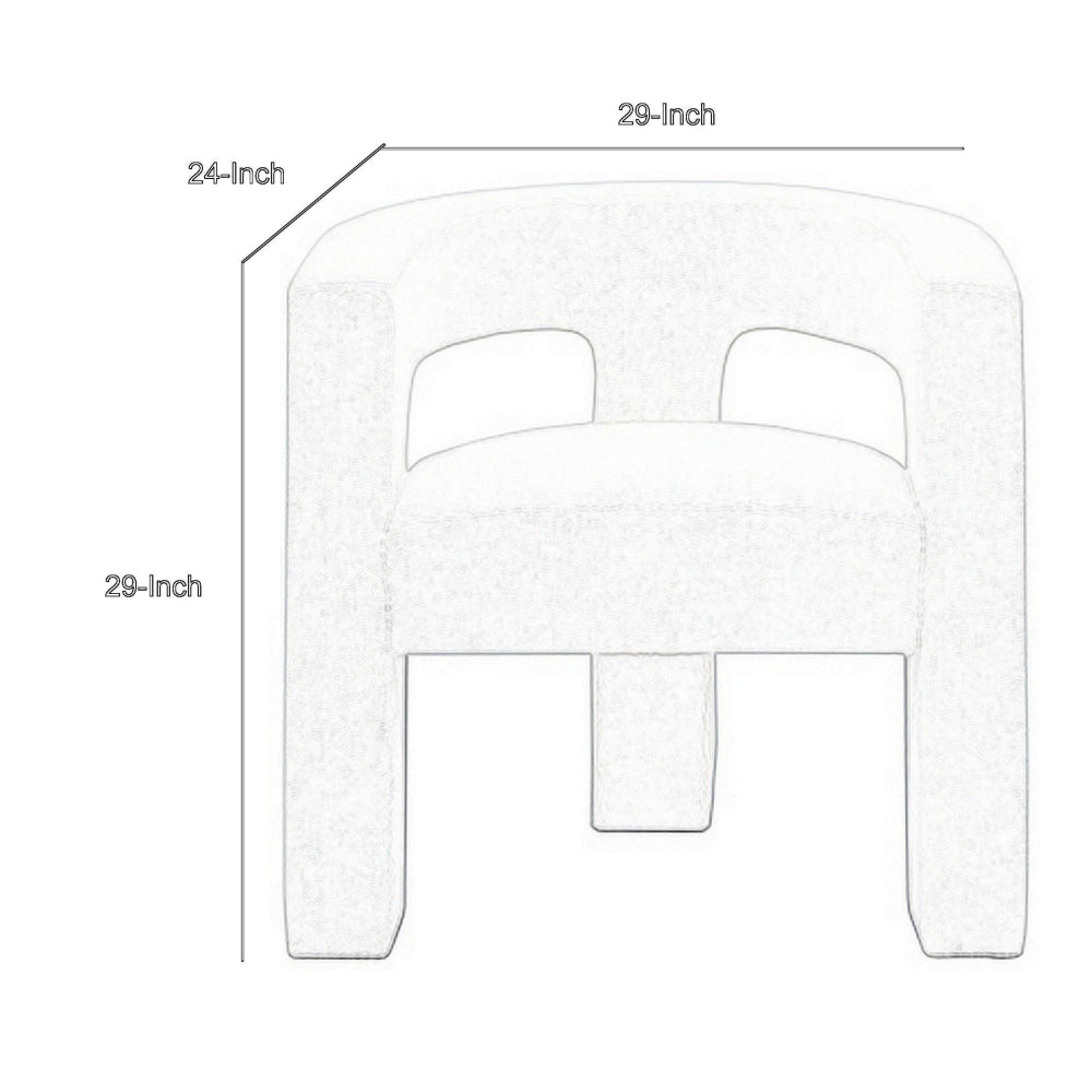 Sovi Accent Chair, Cushioned Seating, Barrel Back with Cutout Design, Ivory - BM318663