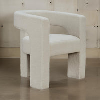 Sovi Accent Chair, Cushioned Seating, Barrel Back with Cutout Design, Ivory - BM318663