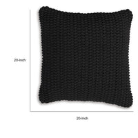 Accent Throw Pillow Set of 4, 20 Inch Square, Handwoven Black Cotton - BM318671