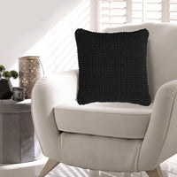 Accent Throw Pillow Set of 4, 20 Inch Square, Handwoven Black Cotton - BM318671