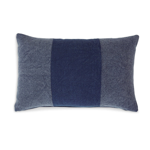 Ako Lumbar Pillow Set of 4, 14 x 22 Slim, Stonewashed Striped, Navy Blue - BM318677