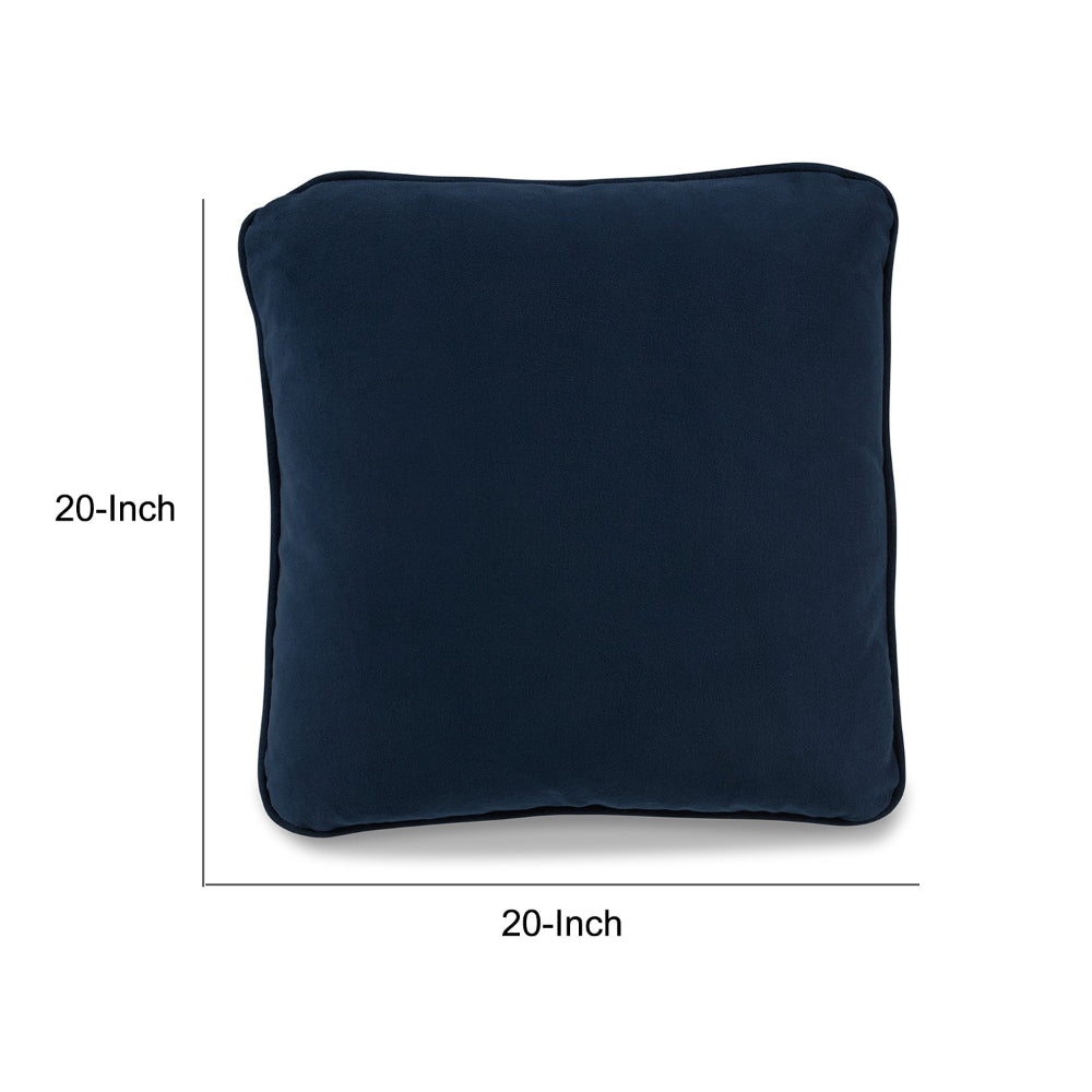 Wali Pillow Set of 4, 20 Inch Square, Feather Fill, Velvety Navy Blue - BM318681