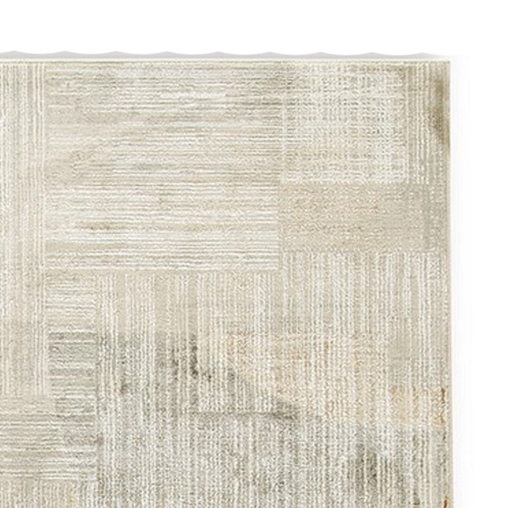 Wony 8 x 10 Large Area Rug, Abstract Pattern, Gray and Beige Polyester  - BM318685