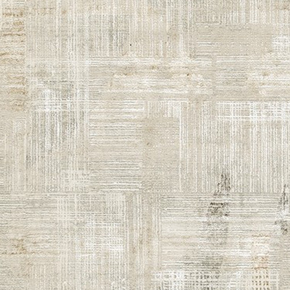 Wony 8 x 10 Large Area Rug, Abstract Pattern, Gray and Beige Polyester  - BM318685