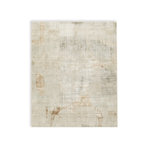 Wony 8 x 10 Large Area Rug, Abstract Pattern, Gray and Beige Polyester  - BM318685