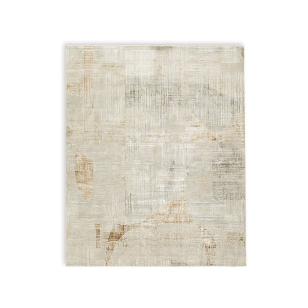 Wony 8 x 10 Large Area Rug, Abstract Pattern, Gray and Beige Polyester  - BM318685