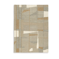 Teon 5 x 7 Medium Area Rug, Woven Geometric Pattern Gray Taupe Wool  - BM318688