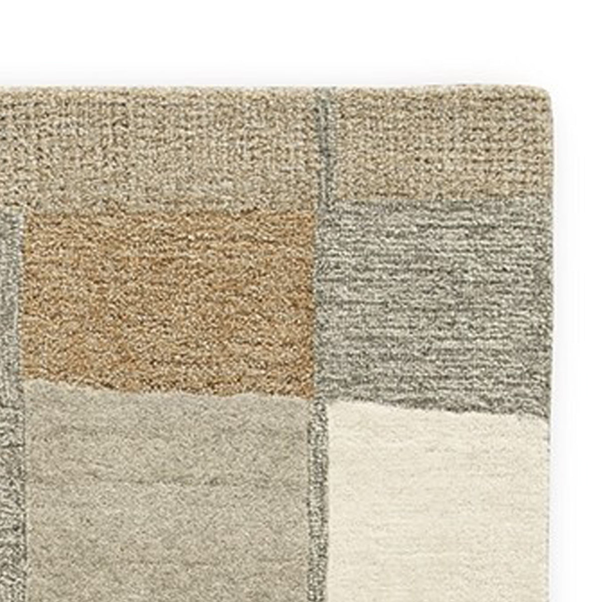 Teon 5 x 7 Medium Area Rug, Woven Geometric Pattern Gray Taupe Wool  - BM318688