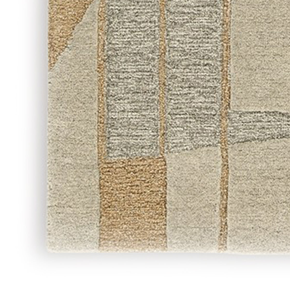 Teon 5 x 7 Medium Area Rug, Woven Geometric Pattern Gray Taupe Wool  - BM318688