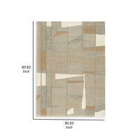 Teon 5 x 7 Medium Area Rug, Woven Geometric Pattern Gray Taupe Wool  - BM318688