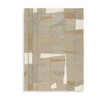 Teon 5 x 7 Medium Area Rug, Woven Geometric Pattern Gray Taupe Wool  - BM318688