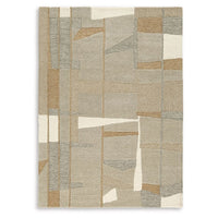 Teon 8 x 10 Large Area Rug, Handwoven Geometric Pattern, Taupe Gray Wool  - BM318689