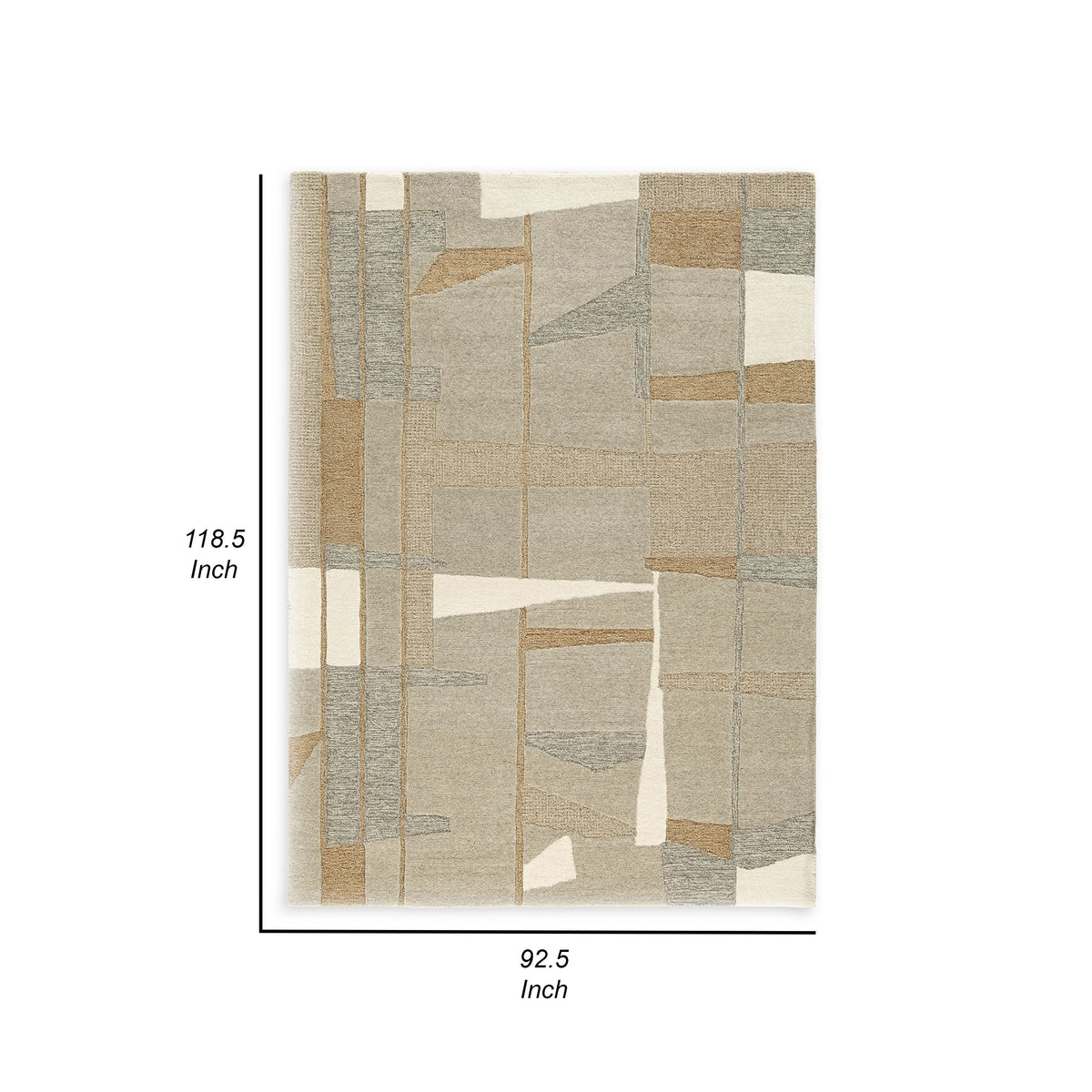 Teon 8 x 10 Large Area Rug, Handwoven Geometric Pattern, Taupe Gray Wool  - BM318689