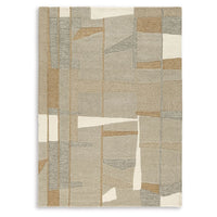 Teon 8 x 10 Large Area Rug, Handwoven Geometric Pattern, Taupe Gray Wool  - BM318689