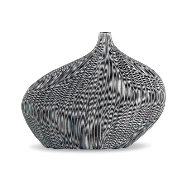 Crew Home Decor Vase, Asymmetric Round Turnip Shape Vase, Black Polyresin - BM318693