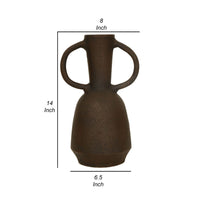 Adea Flower Vase, Antiqued Amphora Shape, Thin Neck Style, Brown Terracotta - BM318697