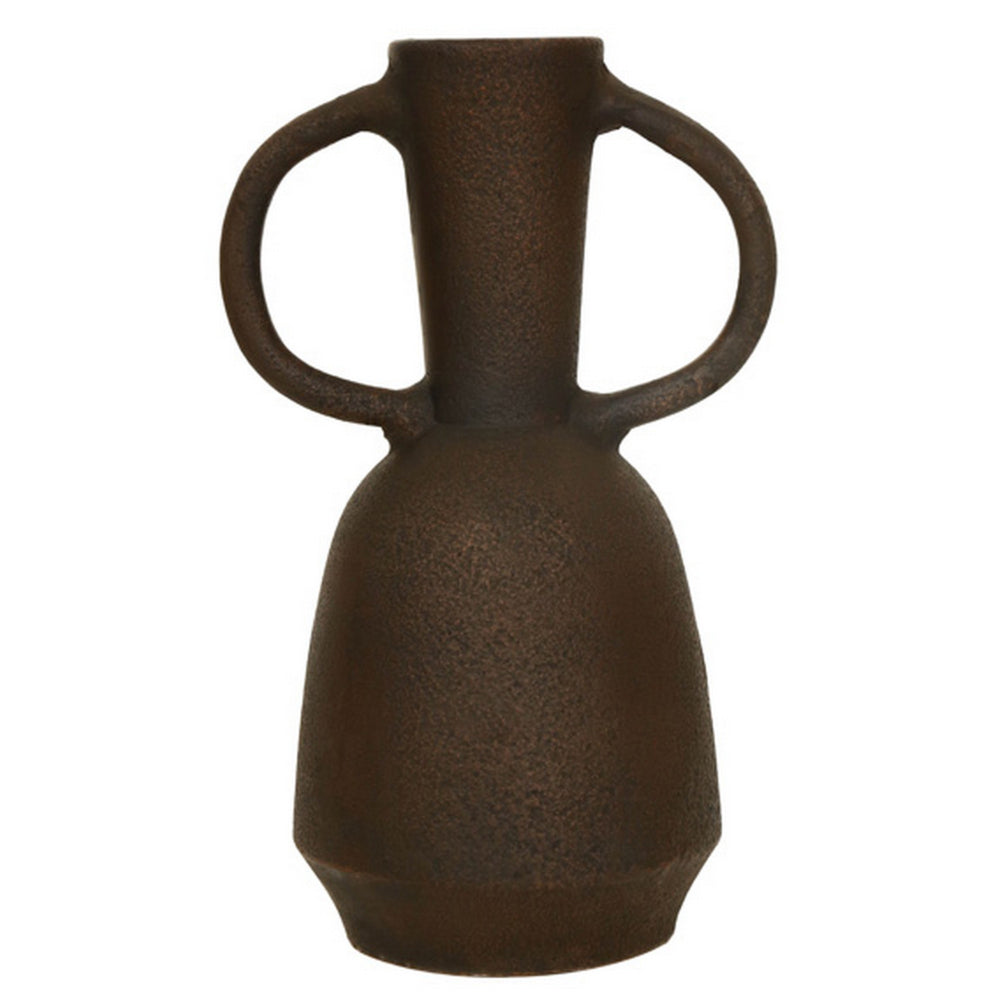 Adea Flower Vase, Antiqued Amphora Shape, Thin Neck Style, Brown Terracotta - BM318697