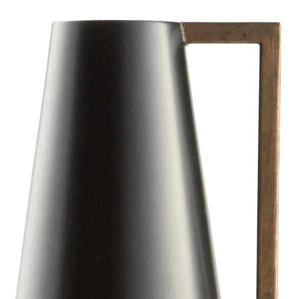 Ezra 20 Inch Decorative Flower Vase, Angular Gold Handle, Black Metal - BM318703