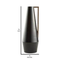 Ezra 20 Inch Decorative Flower Vase, Angular Gold Handle, Black Metal - BM318703