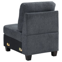 Seh Armless Modular Sofa Chair with Plush Cushions, Soft Dark Gray Fabric - BM318721