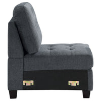 Seh Armless Modular Sofa Chair with Plush Cushions, Soft Dark Gray Fabric - BM318721