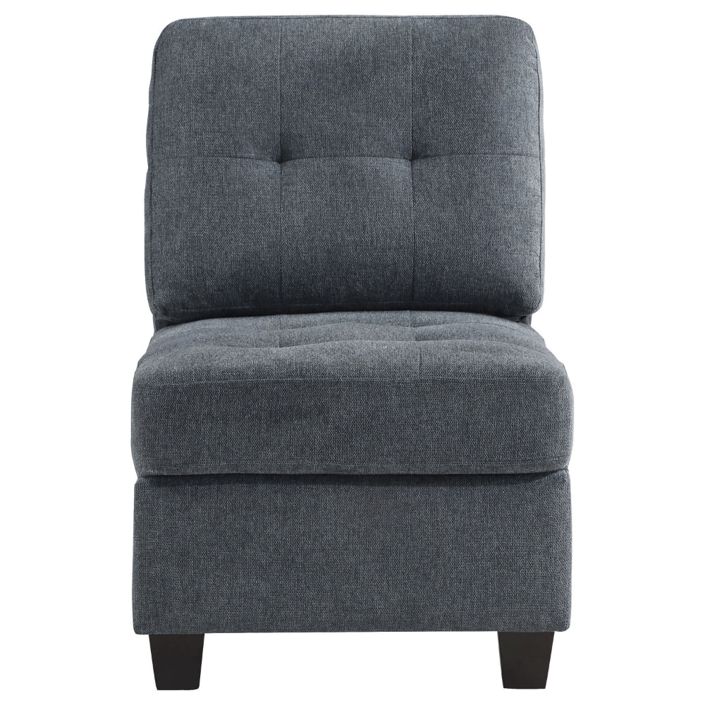 Seh Armless Modular Sofa Chair with Plush Cushions, Soft Dark Gray Fabric - BM318721