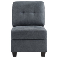 Seh Armless Modular Sofa Chair with Plush Cushions, Soft Dark Gray Fabric - BM318721