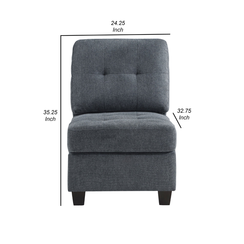 Seh Armless Modular Sofa Chair with Plush Cushions, Soft Dark Gray Fabric - BM318721