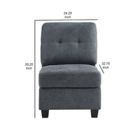 Seh Armless Modular Sofa Chair with Plush Cushions, Soft Dark Gray Fabric - BM318721