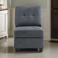 Seh Armless Modular Sofa Chair with Plush Cushions, Soft Dark Gray Fabric - BM318721