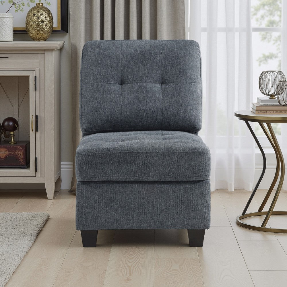 Seh Armless Modular Sofa Chair with Plush Cushions, Soft Dark Gray Fabric - BM318721