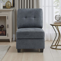 Seh Armless Modular Sofa Chair with Plush Cushions, Soft Dark Gray Fabric - BM318721