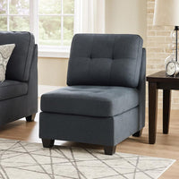 Seh Armless Modular Sofa Chair with Plush Cushions, Soft Dark Gray Fabric - BM318721