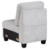 Seh Armless Modular Sofa Chair with Plush Cushions, Soft Light Gray Fabric - BM318722