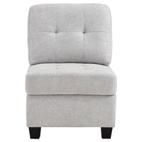 Seh Armless Modular Sofa Chair with Plush Cushions, Soft Light Gray Fabric - BM318722