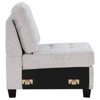 Seh Armless Modular Sofa Chair with Plush Cushions, Soft Light Gray Fabric - BM318722