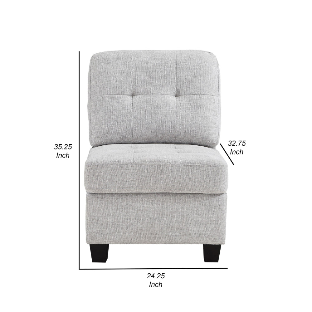 Seh Armless Modular Sofa Chair with Plush Cushions, Soft Light Gray Fabric - BM318722