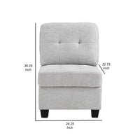 Seh Armless Modular Sofa Chair with Plush Cushions, Soft Light Gray Fabric - BM318722