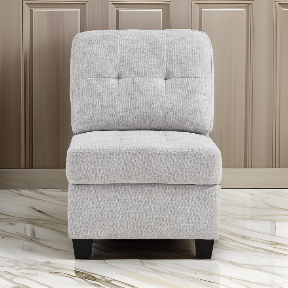 Seh Armless Modular Sofa Chair with Plush Cushions, Soft Light Gray Fabric - BM318722