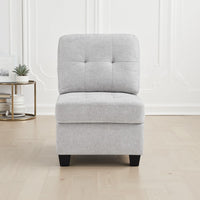 Seh Armless Modular Sofa Chair with Plush Cushions, Soft Light Gray Fabric - BM318722