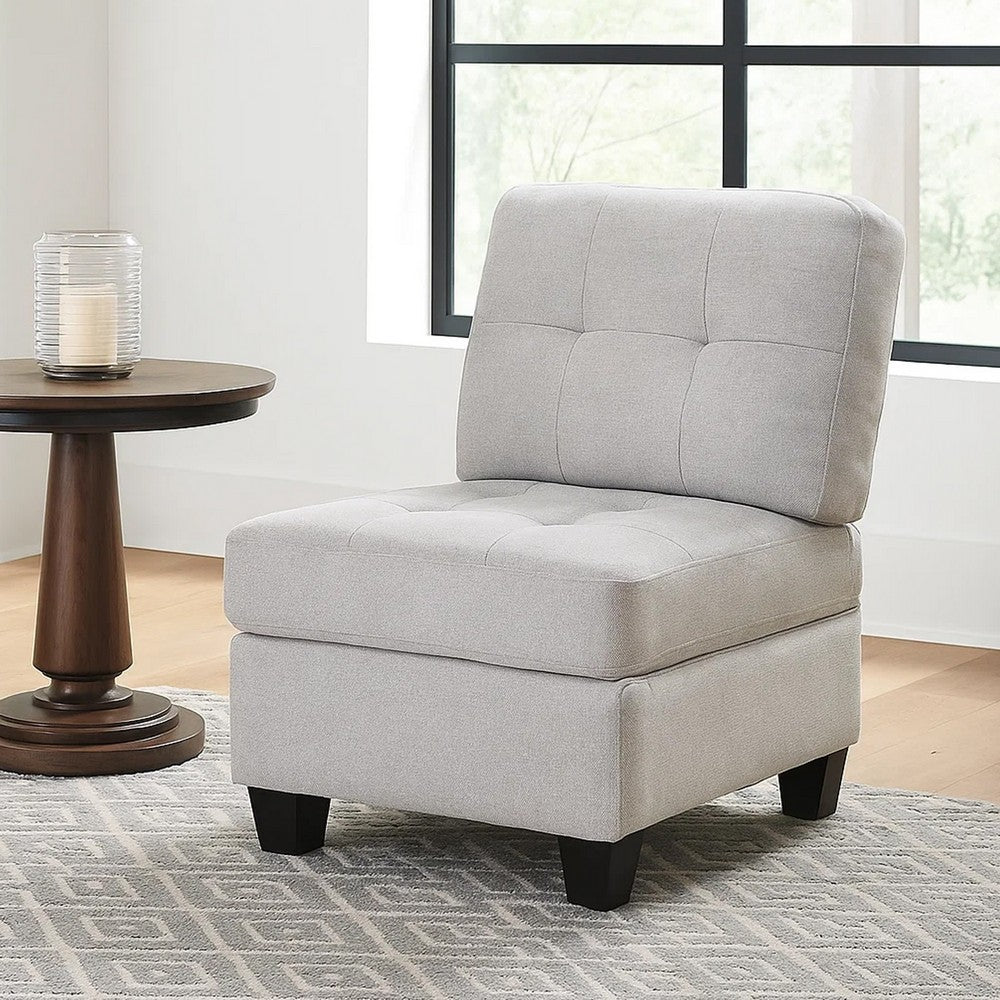 Seh Armless Modular Sofa Chair with Plush Cushions, Soft Light Gray Fabric - BM318722