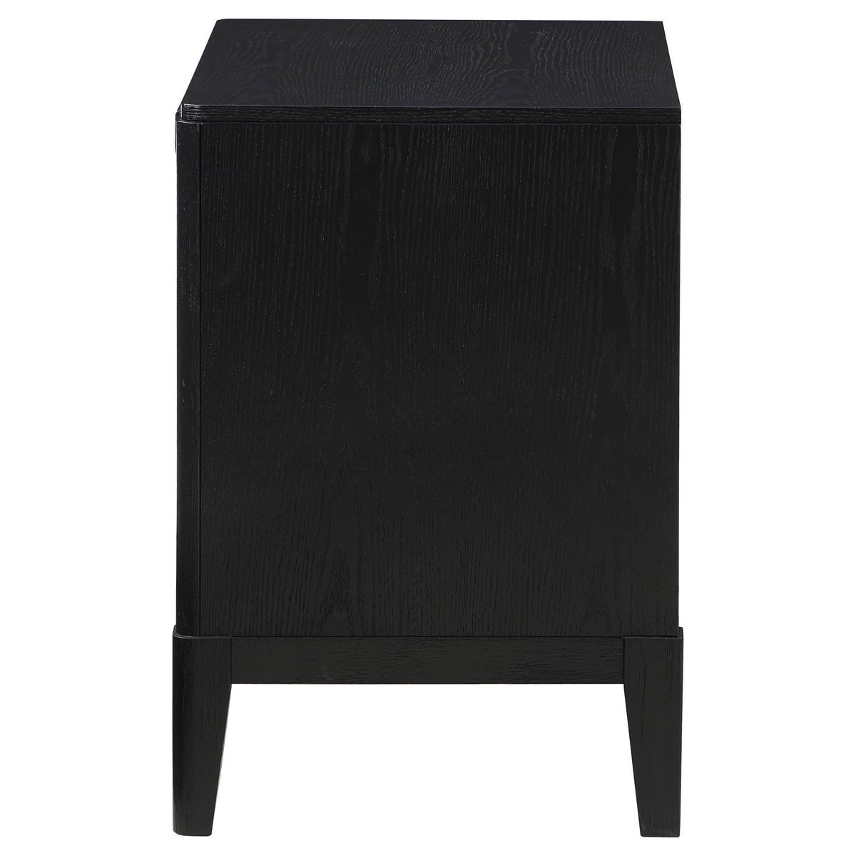 Jack Nightstand, 2 Drawers, Gold Metal Handles, Wire Brushed Black Wood  - BM318861