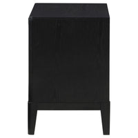 Jack Nightstand, 2 Drawers, Gold Metal Handles, Wire Brushed Black Wood  - BM318861