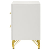 Jenny Nightstand, 2 Drawers, Hairpin Style Legs in Gold, Bar Handles, White  - BM318896