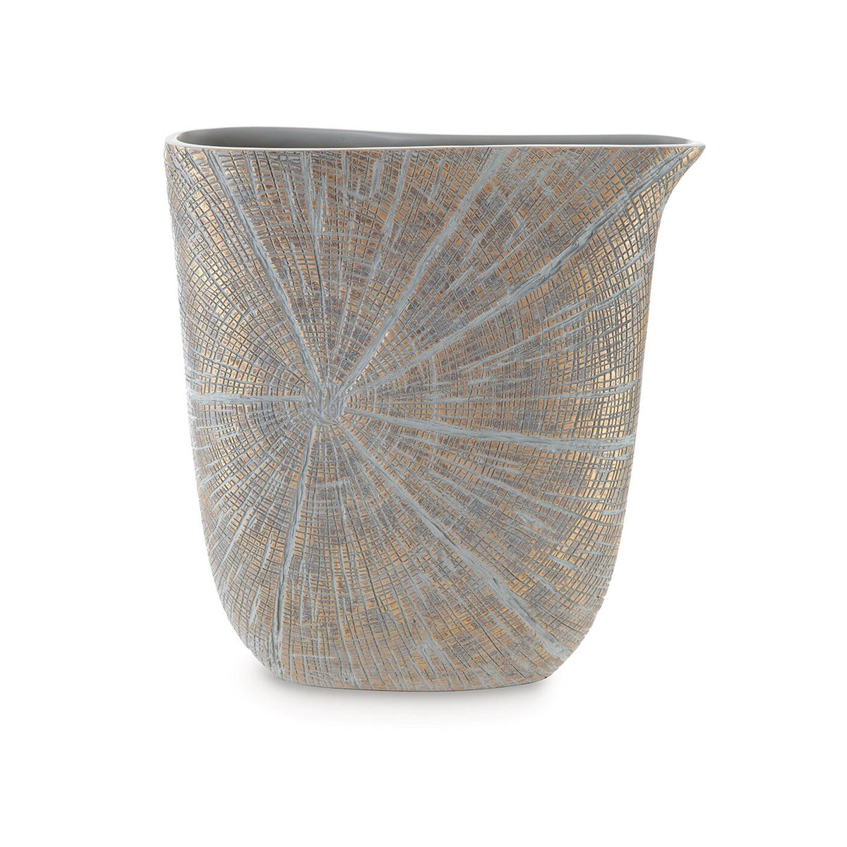 Denver Vase, Set of 2, 14 Inch, Starburst Pattern, Antique Gold Polyresin  - BM318928