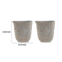 Denver Vase, Set of 2, 14 Inch, Starburst Pattern, Antique Gold Polyresin  - BM318928