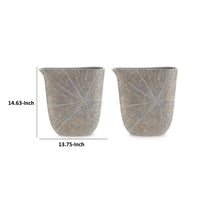 Denver Vase, Set of 2, 14 Inch, Starburst Pattern, Antique Gold Polyresin  - BM318928