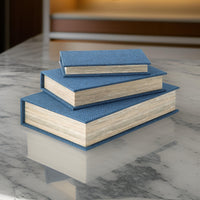 Jolly Decor Storage Box Set of 3, Blue Book Design, Black Velvet Lining  - BM318931