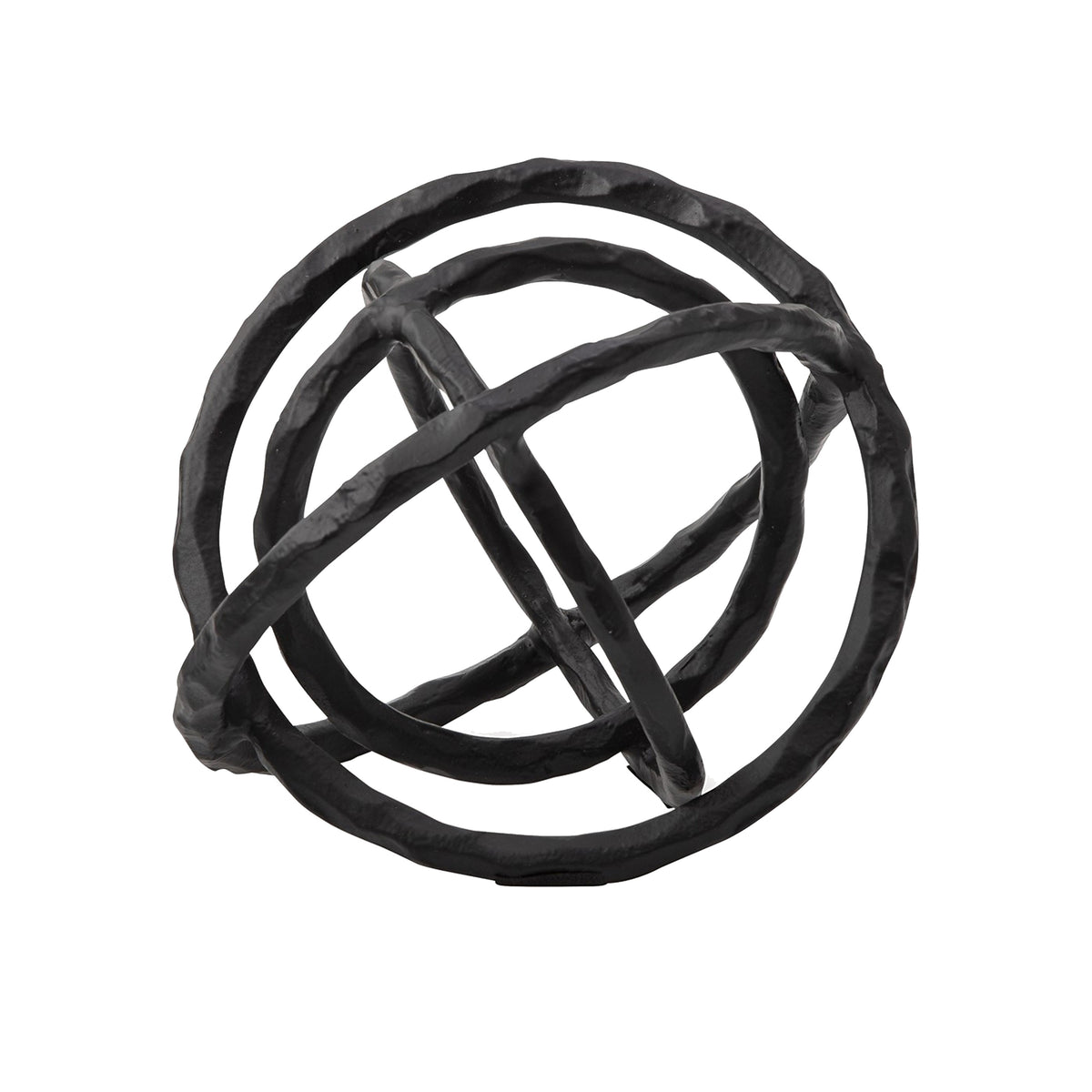 Lizy Sculpture Decor Set of 2 Interlocking Round Rings Black Cast Aluminium  - BM318932