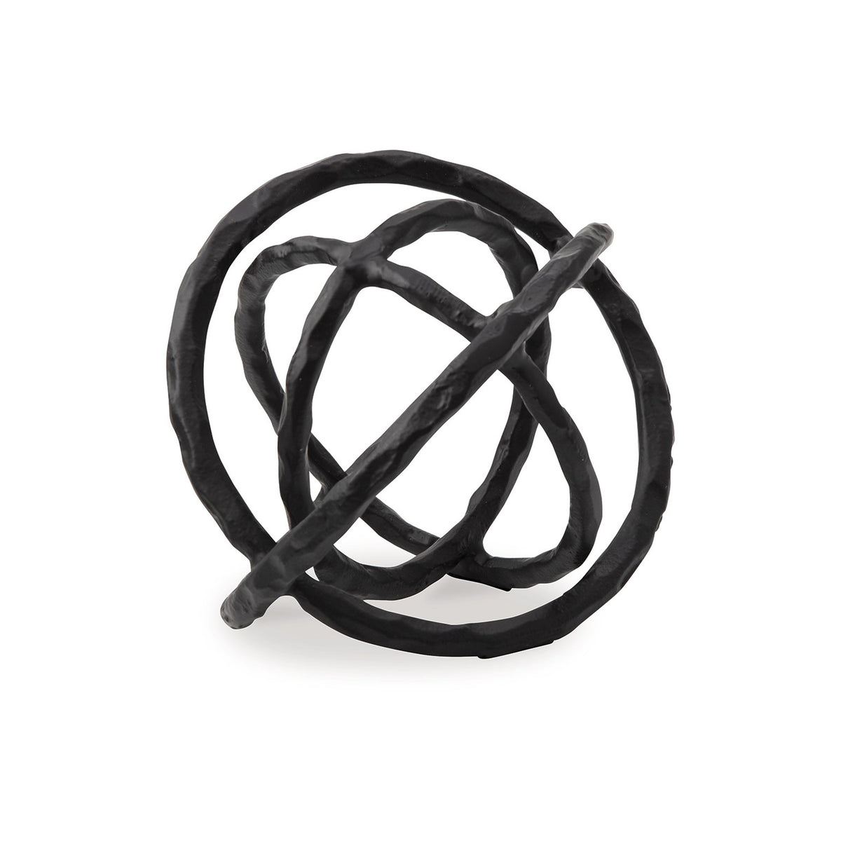 Lizy Sculpture Decor Set of 2 Interlocking Round Rings Black Cast Aluminium  - BM318932